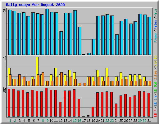 Daily usage for August 2020