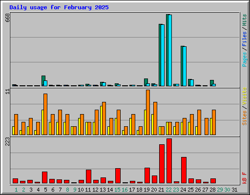 Daily usage for February 2025