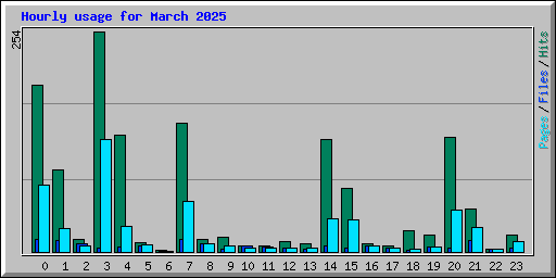 Hourly usage for March 2025
