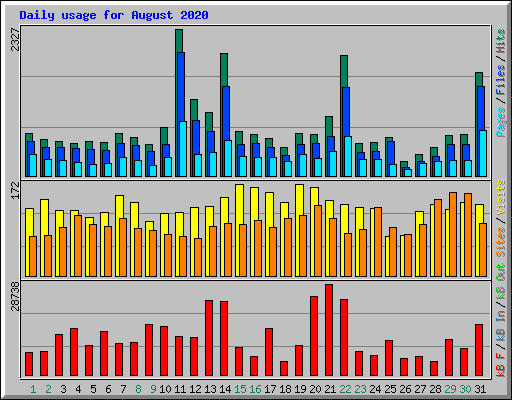 Daily usage for August 2020