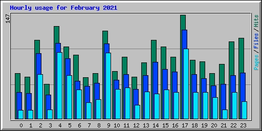Hourly usage for February 2021