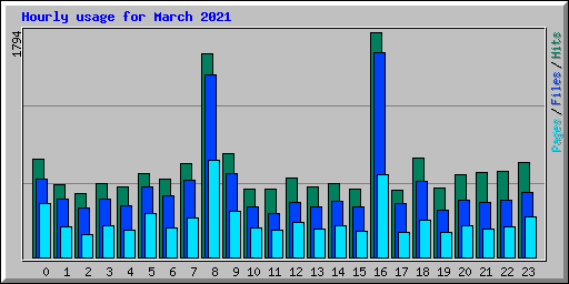 Hourly usage for March 2021