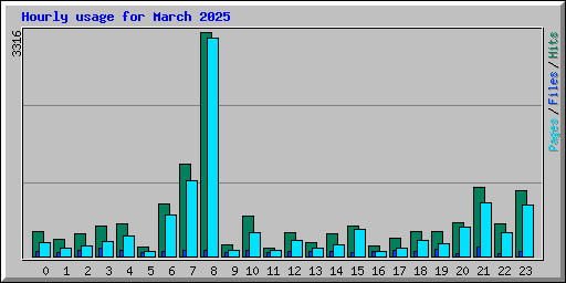 Hourly usage for March 2025